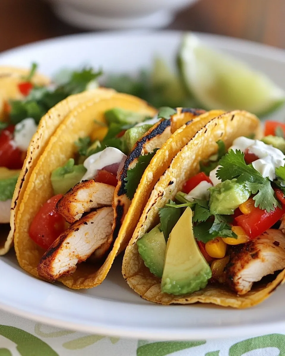 Classic Grilled Chicken and Avocado Tacos with Cilantro Crema dish photo