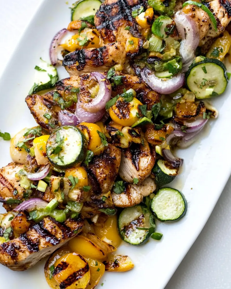 Easy Grilled Chicken and Summer Vegetables food shot