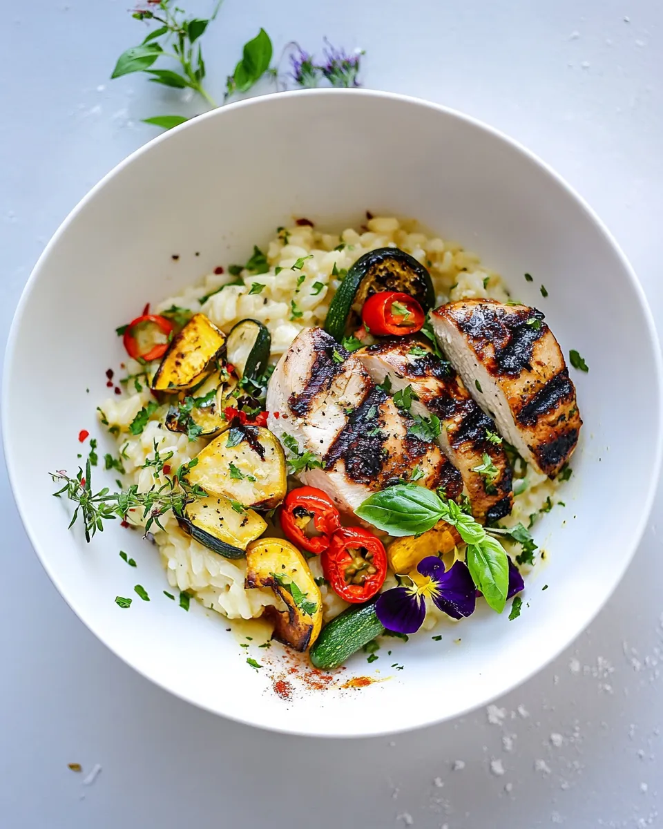 Easy Grilled Chicken and Veggie Risotto plate image