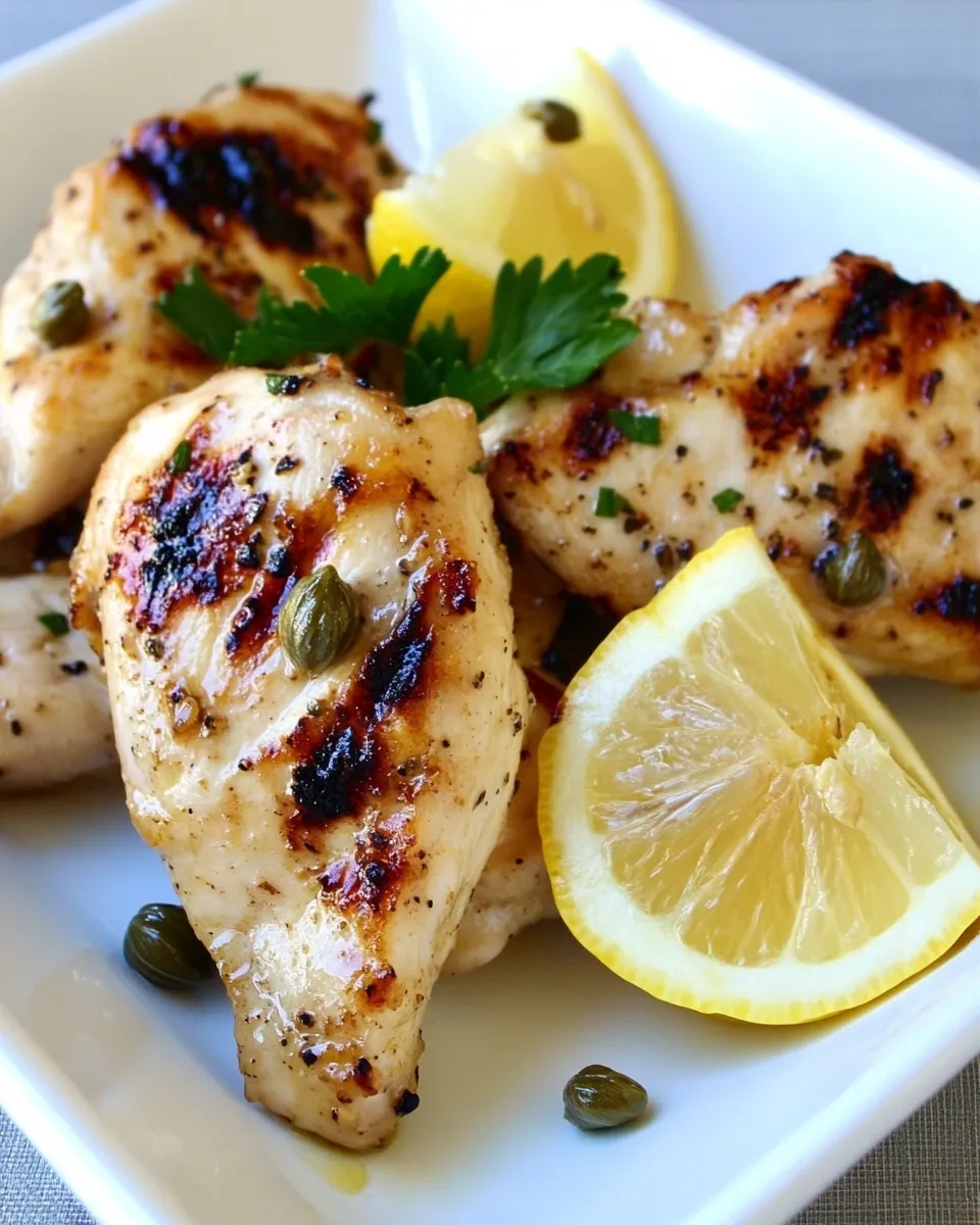 Easy Grilled Chicken with Lemon and Capers food shot