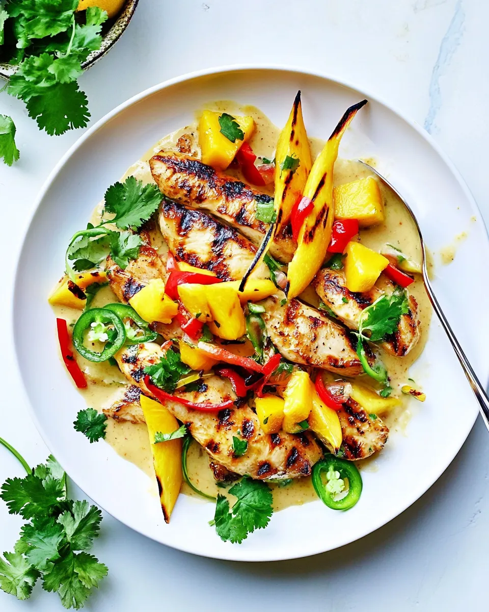 Delicious Grilled Chicken with Mango and Tahini Sauce dish photo