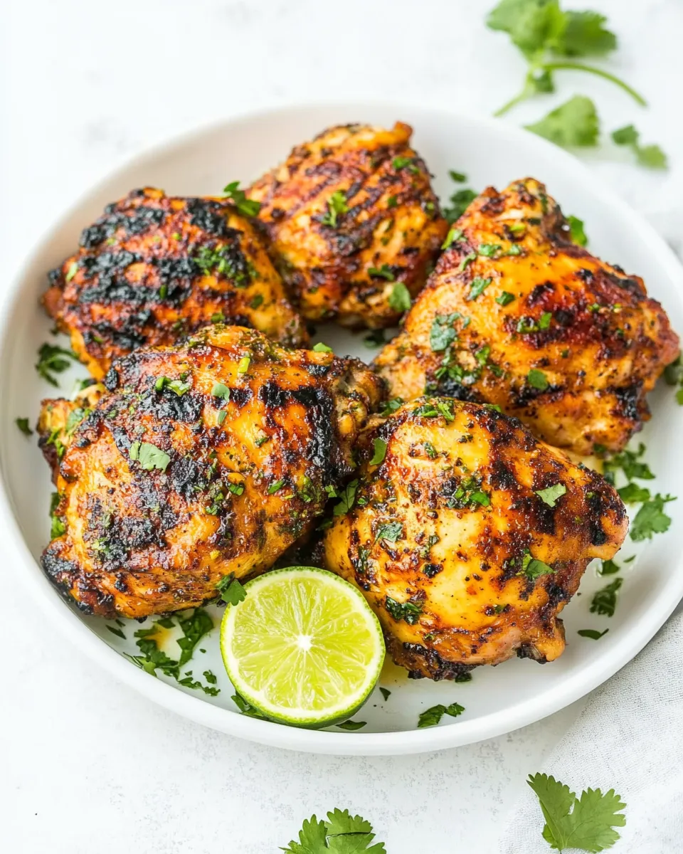 Delicious Grilled Cilantro Lime Chicken Thighs food shot