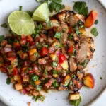 Homemade Grilled Cilantro Lime Chicken with Peach Pico de Gallo. recipe photo