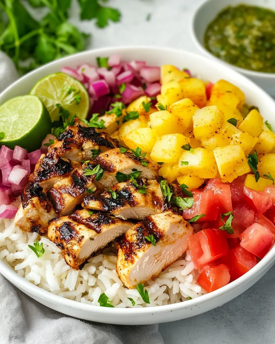 Classic Grilled Cuban Mojo Chicken Bowls dish photo
