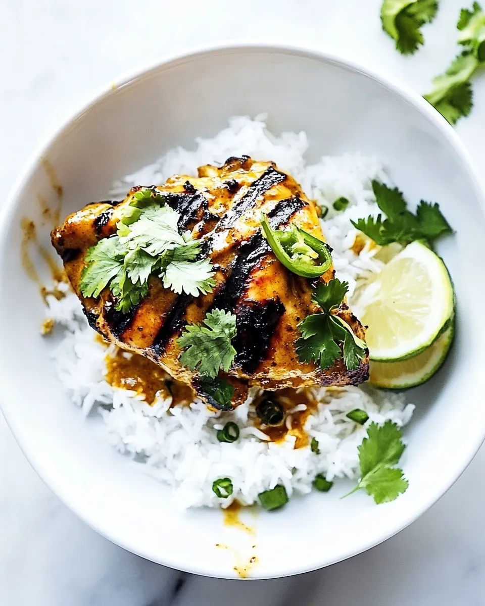Delicious Grilled Curry Chicken food shot