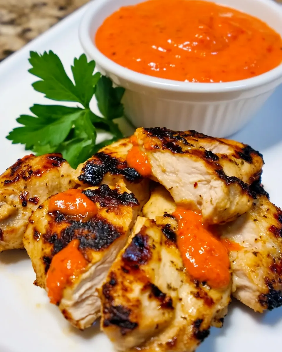 Homemade Grilled Garlic Chicken (with Red Pepper Aioli) recipe photo