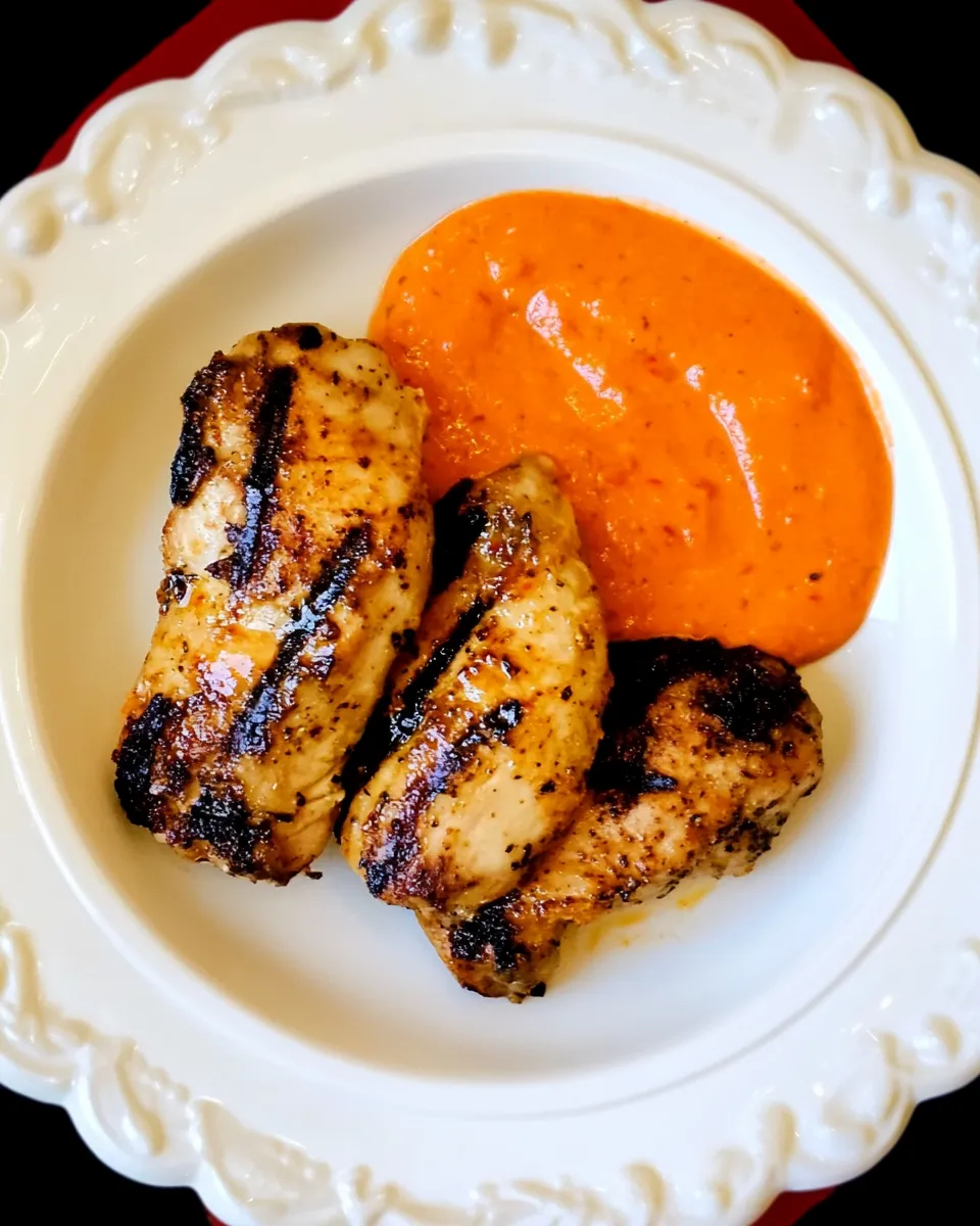 Classic Grilled Garlic Chicken (with Red Pepper Aioli) dish photo