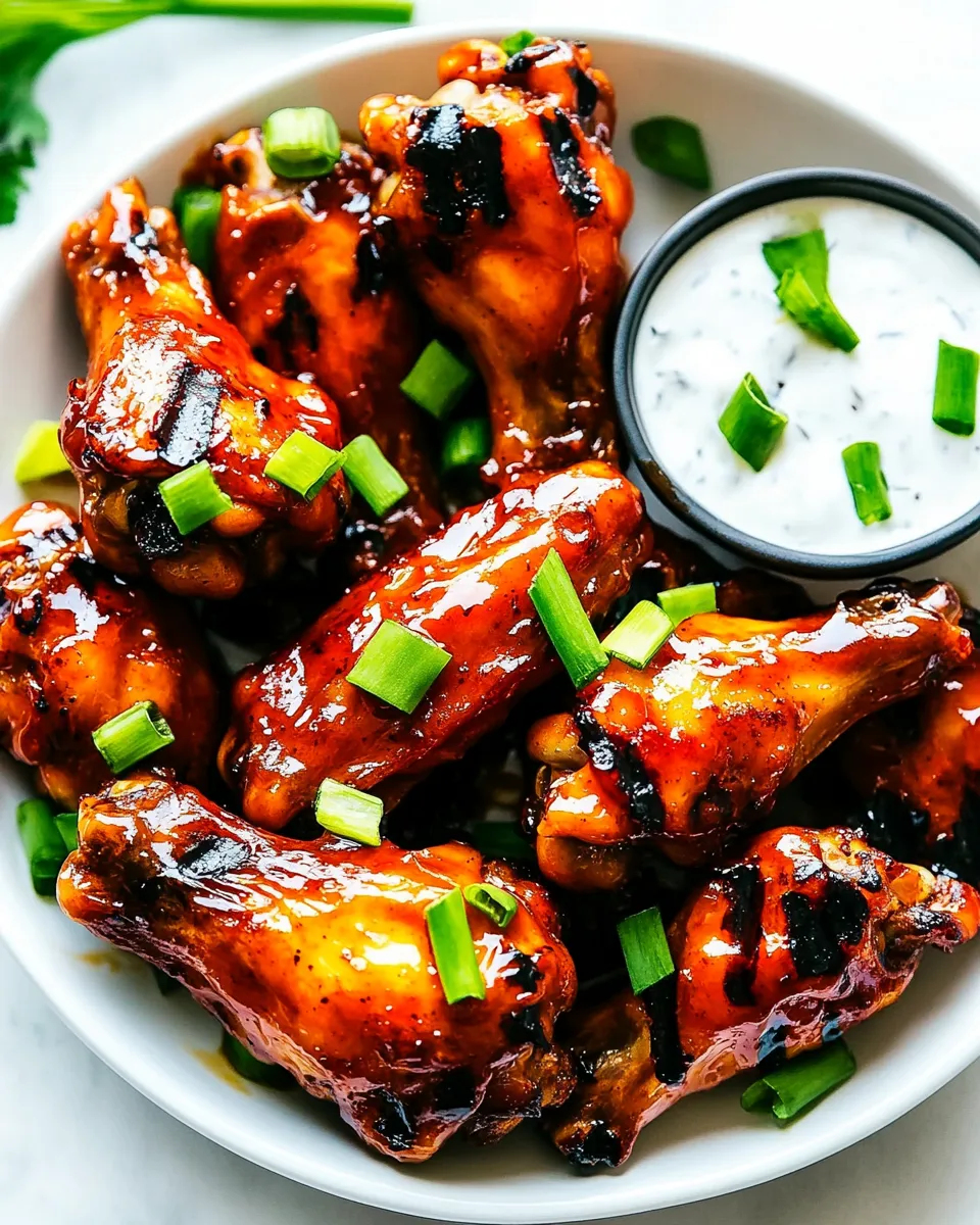 Healthy Grilled Honey Buffalo Chicken Wings food shot