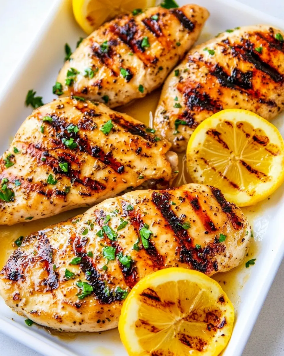 Healthy Grilled Lemon Chicken plate image