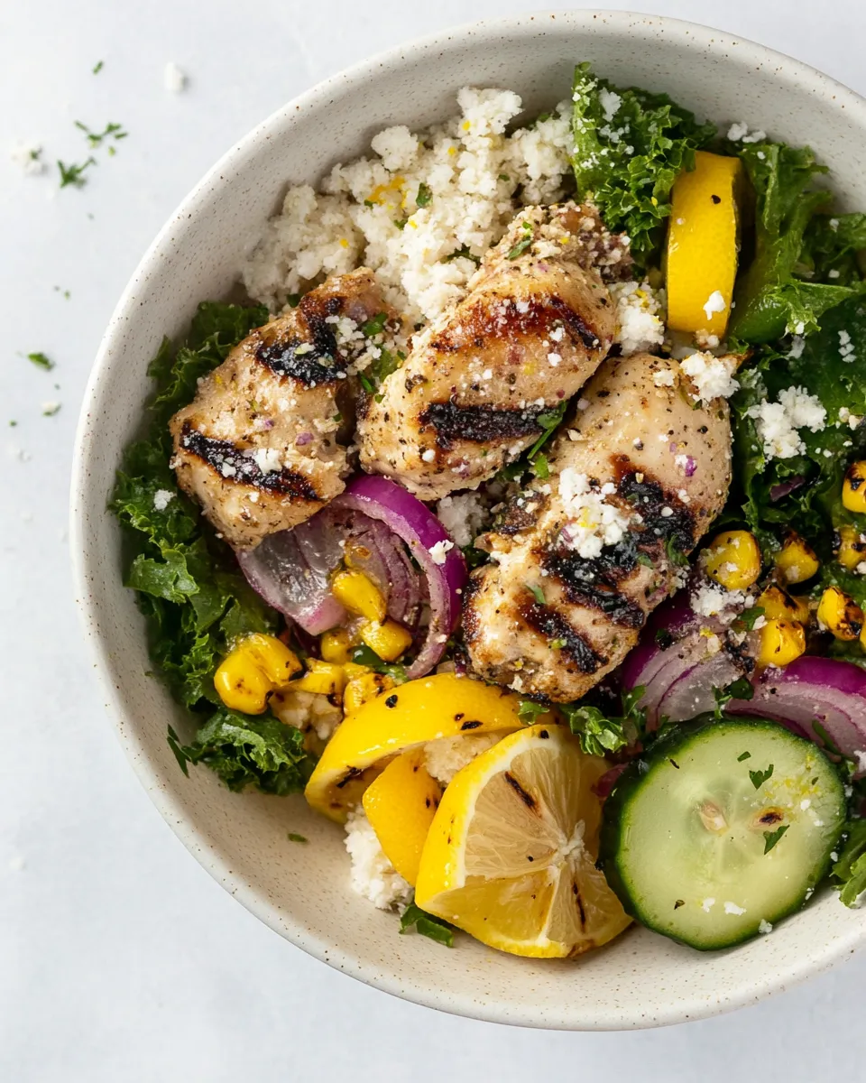 Healthy Grilled Lemonade Chicken Bowls. recipe photo