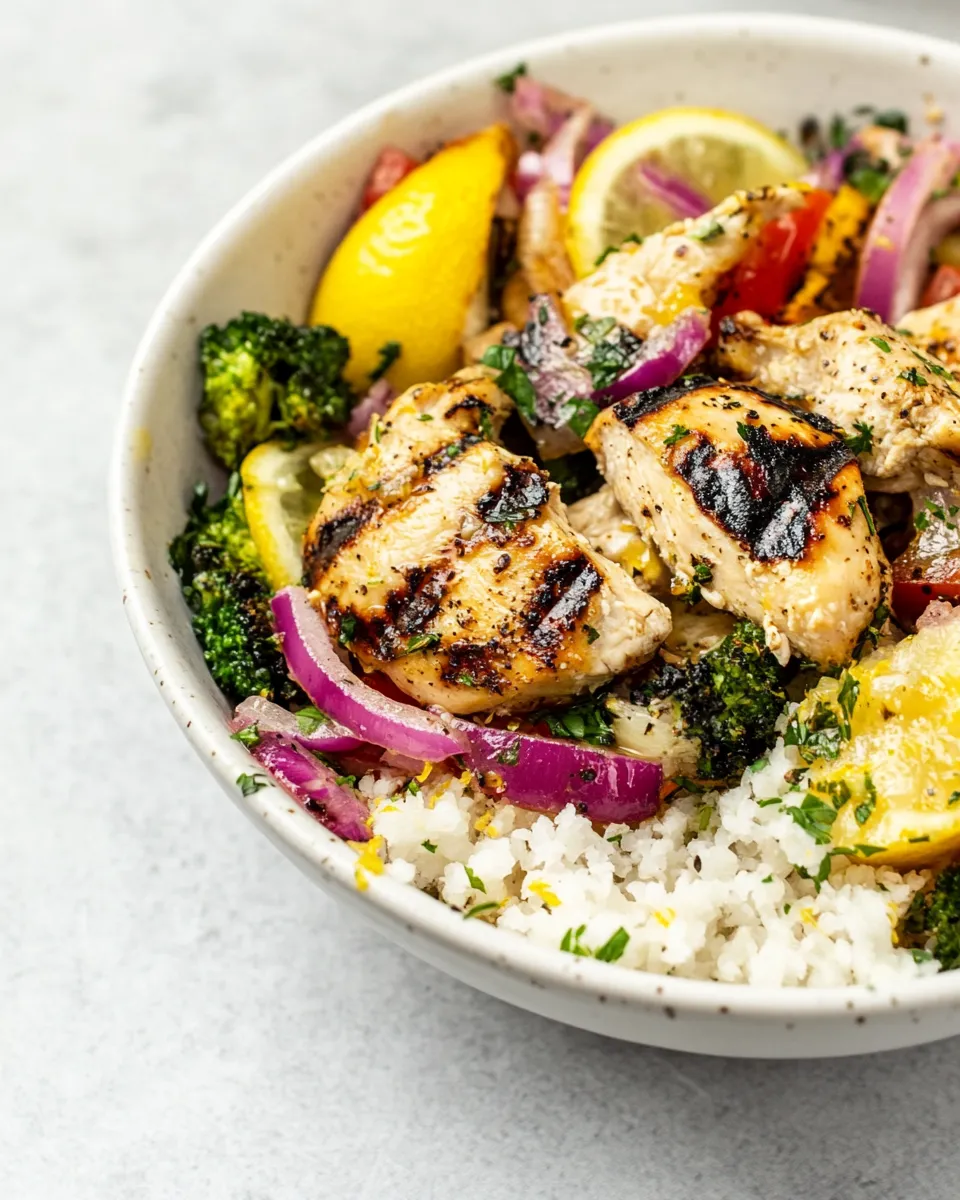 Easy Grilled Lemonade Chicken Bowls. dish photo