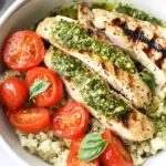 Delicious Grilled Pesto Chicken Couscous Bowls food shot