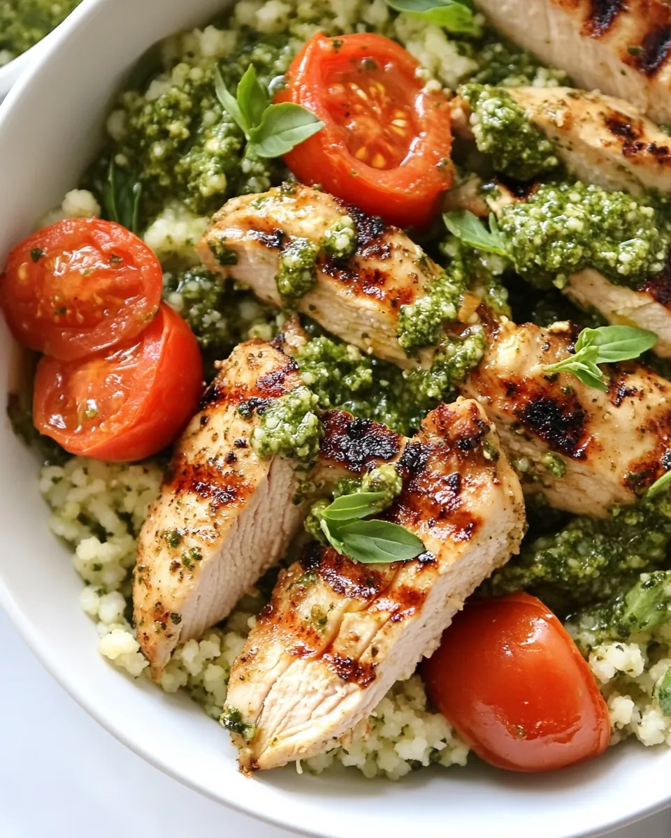 Classic Grilled Pesto Chicken Couscous Bowls dish photo