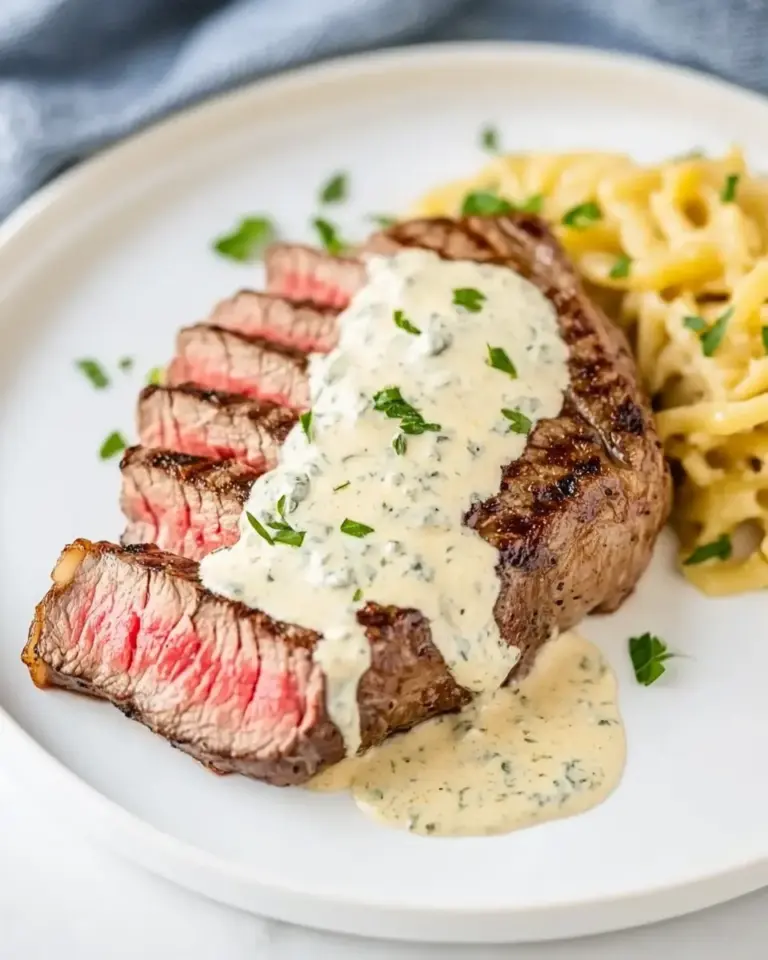 Homemade Grilled Ribeye Steak with Gorgonzola Sauce photo