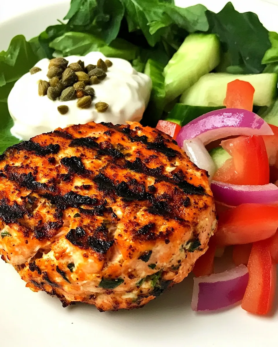 Delicious Grilled Salmon Burgers with Caper Mayonnaise shot