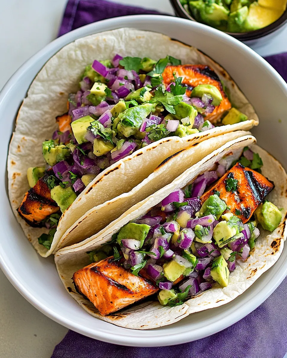 Delicious Grilled Salmon Tacos with Avocado Salsa picture