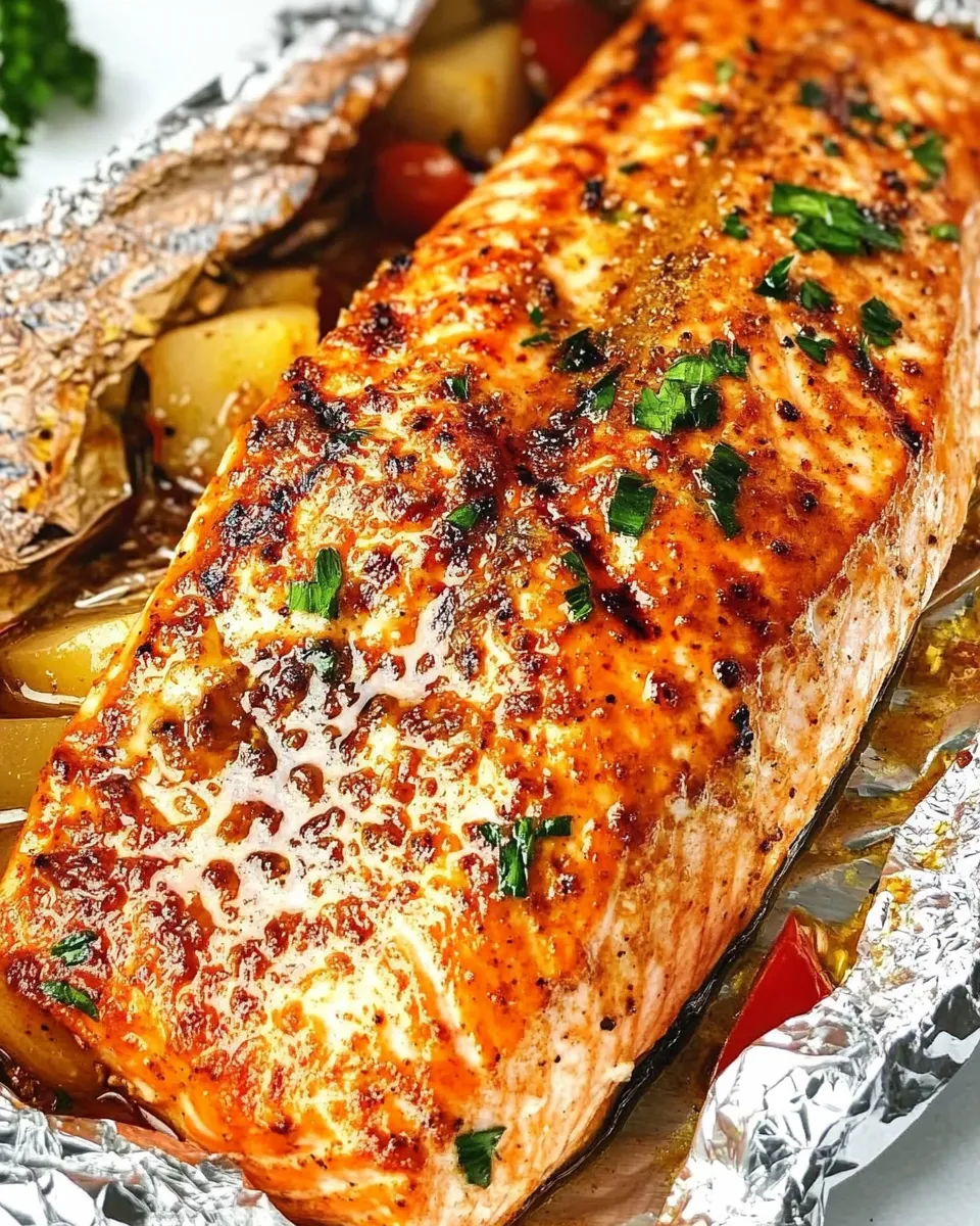 Easy Grilled Salmon in Foil food shot
