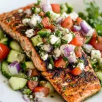 Homemade Grilled Salmon with Greek Salsa photo