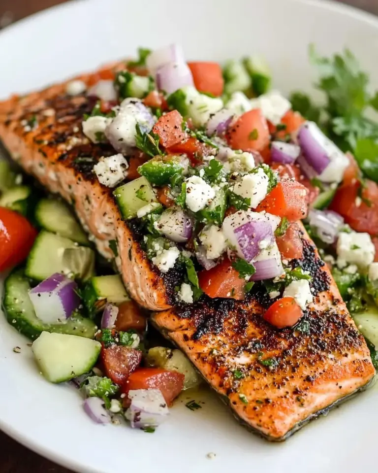 Homemade Grilled Salmon with Greek Salsa photo