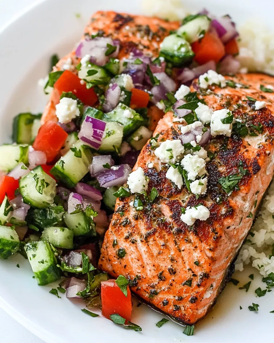 Classic Grilled Salmon with Greek Salsa image