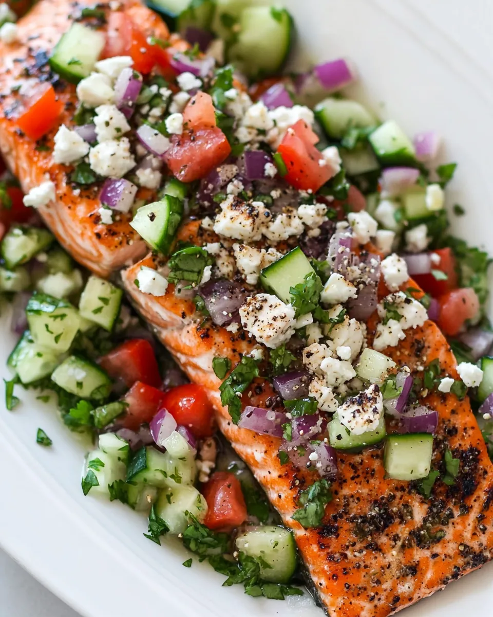 Easy Grilled Salmon with Greek Salsa recipe photo