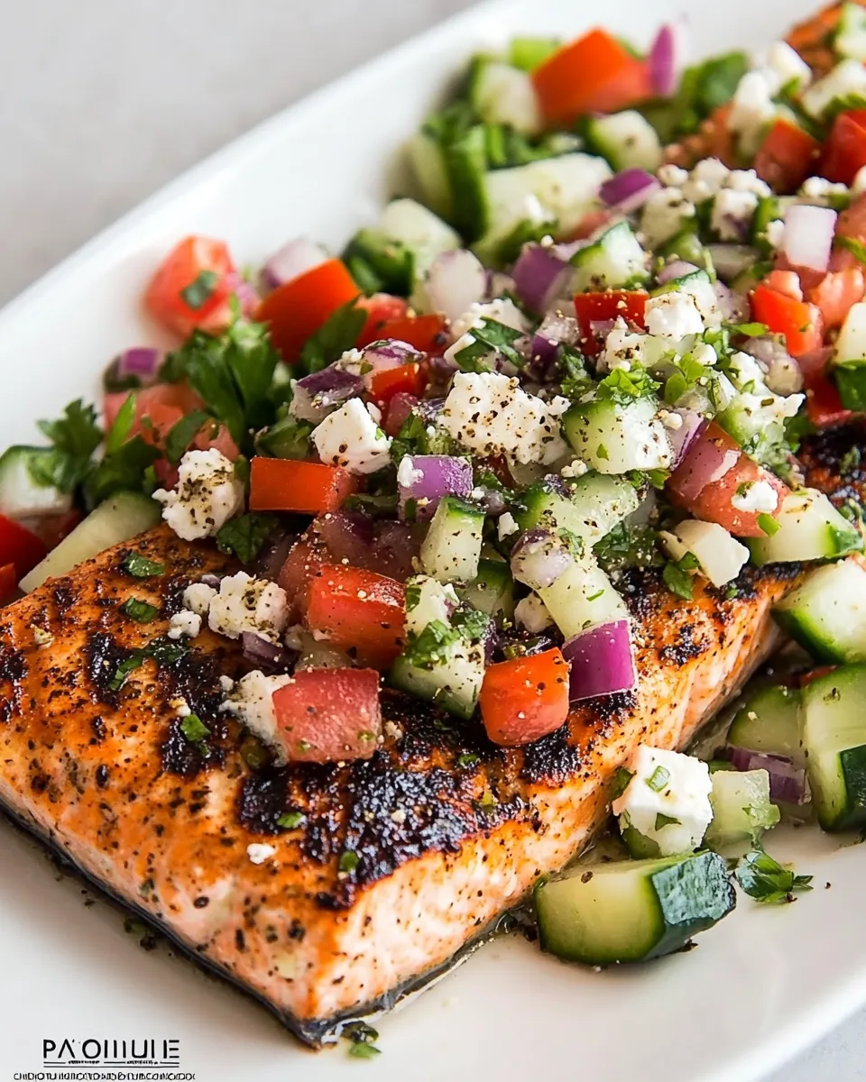 Delicious Grilled Salmon with Greek Salsa dish photo