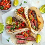 Homemade Grilled Skirt Steak Tacos with Roasted Tomato Salsa recipe photo