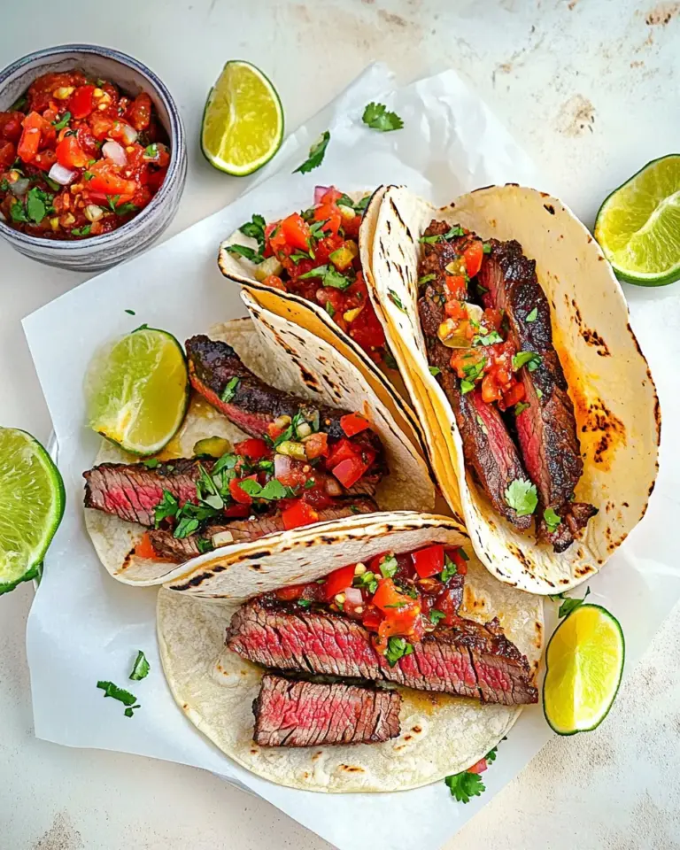 Homemade Grilled Skirt Steak Tacos with Roasted Tomato Salsa recipe photo