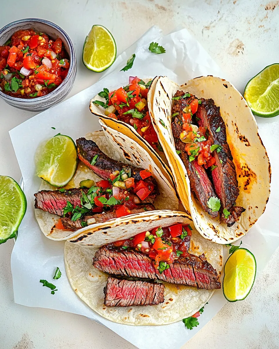 Homemade Grilled Skirt Steak Tacos with Roasted Tomato Salsa recipe photo