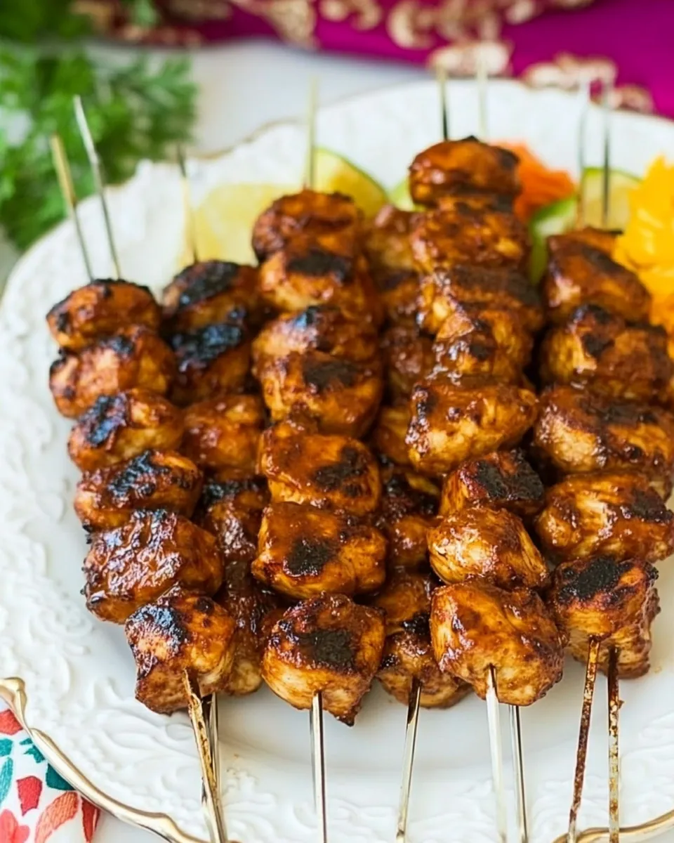 Easy Grilled Sriracha Chicken Kabobs food shot