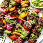 Homemade Grilled Steak Fajita Skewers with Avocado Chimichurri recipe photo