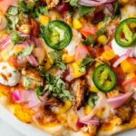Homemade Grilled Summer BBQ Chicken Pizza. recipe photo