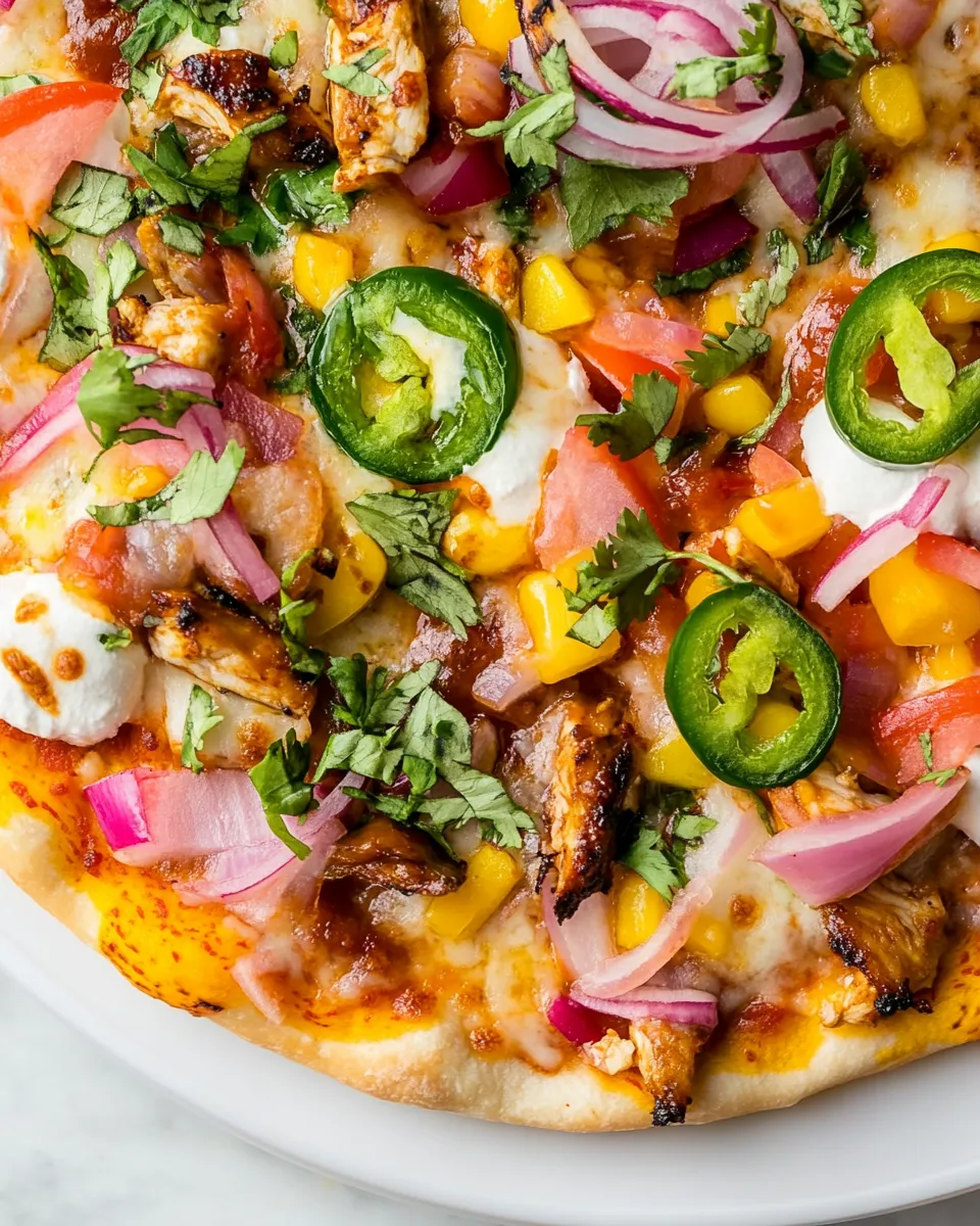 Homemade Grilled Summer BBQ Chicken Pizza. recipe photo