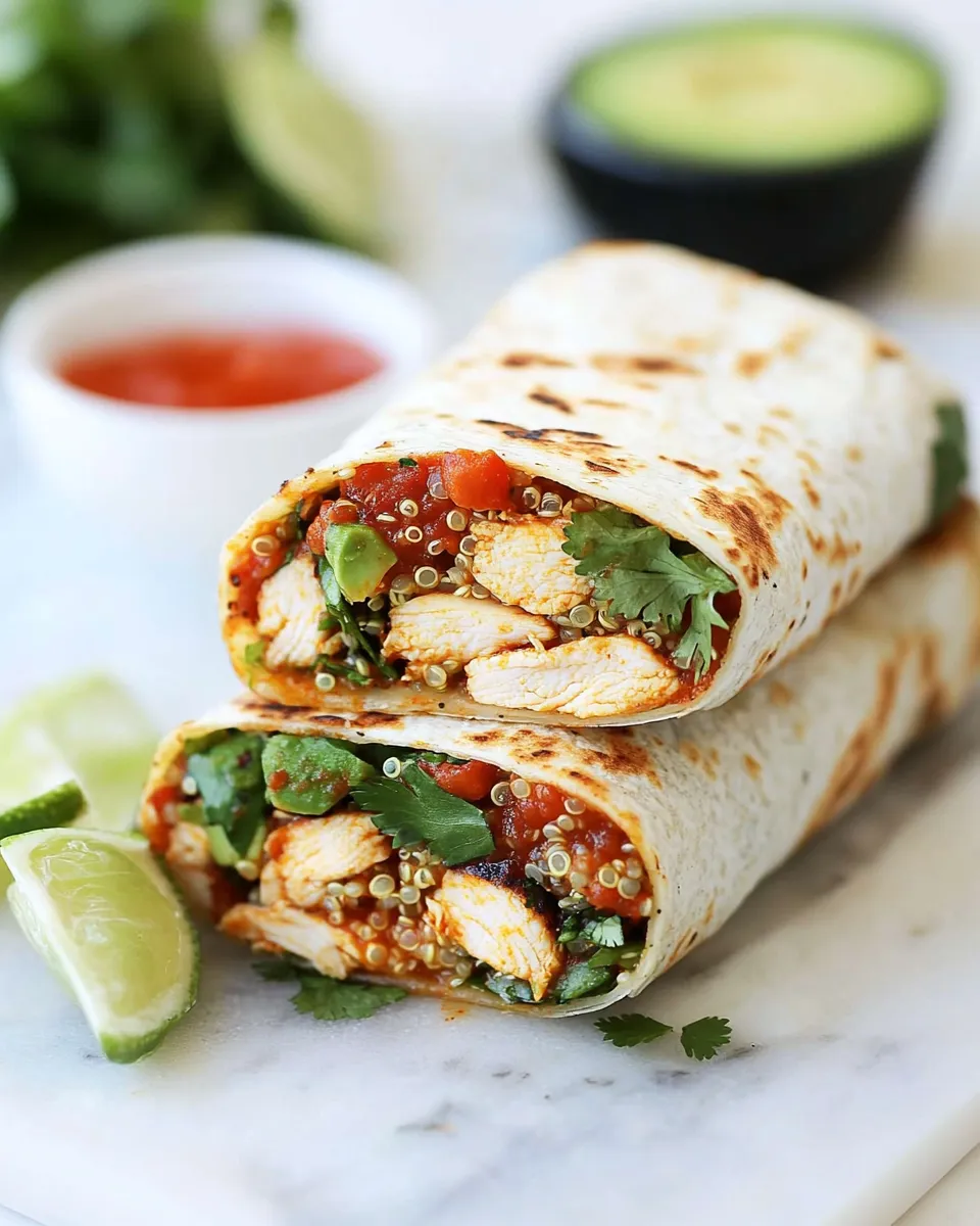 Delicious Grilled Tex-Mex Chicken and Quinoa Wraps food shot