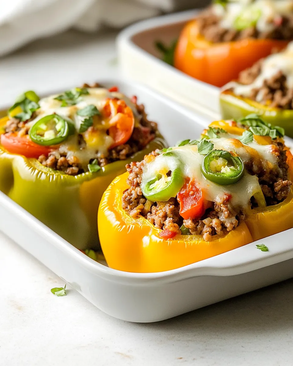 Easy Ground Beef Stuffed Peppers without Rice (Keto and Low Carb) dish photo