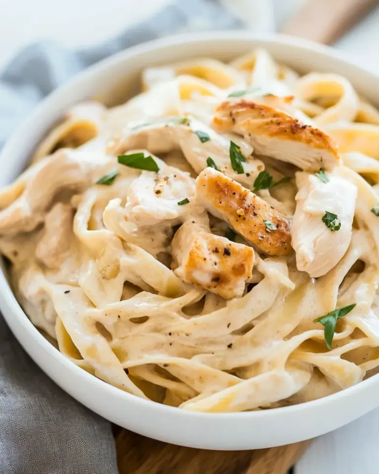 homemade Healthy Chicken Fettuccine Alfredo photo