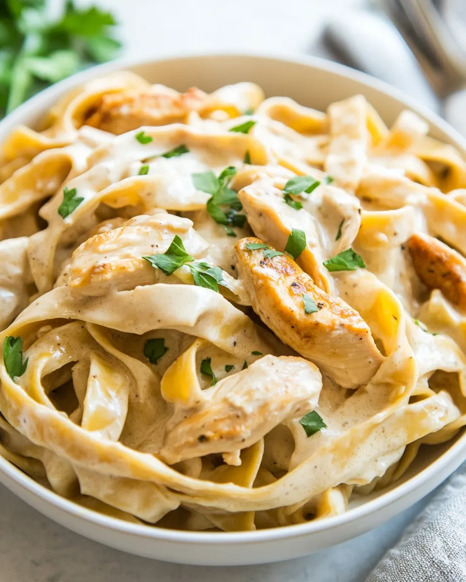 classic Healthy Chicken Fettuccine Alfredo image