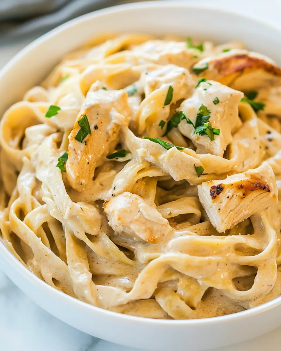 easy Healthy Chicken Fettuccine Alfredo picture