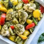 Homemade Healthy Pesto Chicken and Veggies (20 Minute Sheet Pan) photo