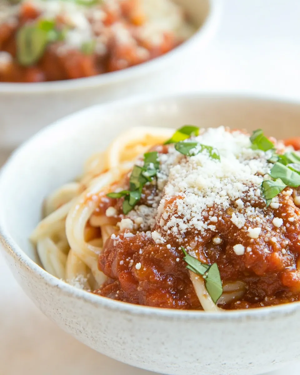 Homemade Hearts of Palm Linguini and Legendary Spaghetti Sauce Bowls Recipe photo