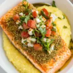 Delicious Herb Crusted Salmon with Goat Cheese Polenta photo