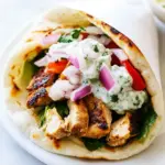 Delicious Homemade Chicken Gyro with Tzatziki food shot