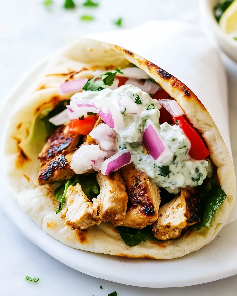 Delicious Homemade Chicken Gyro with Tzatziki food shot