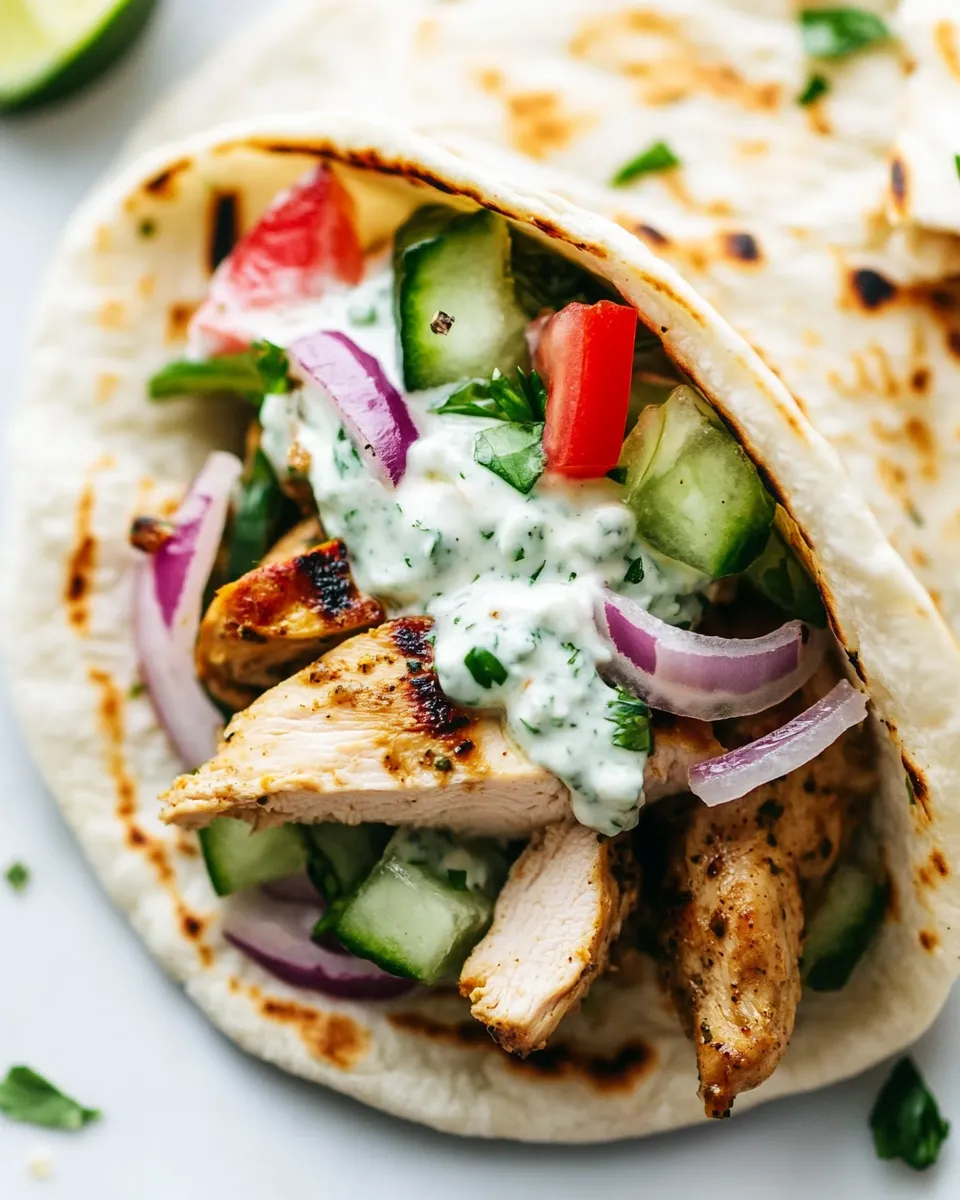 Tasty Homemade Chicken Gyro with Tzatziki dish photo