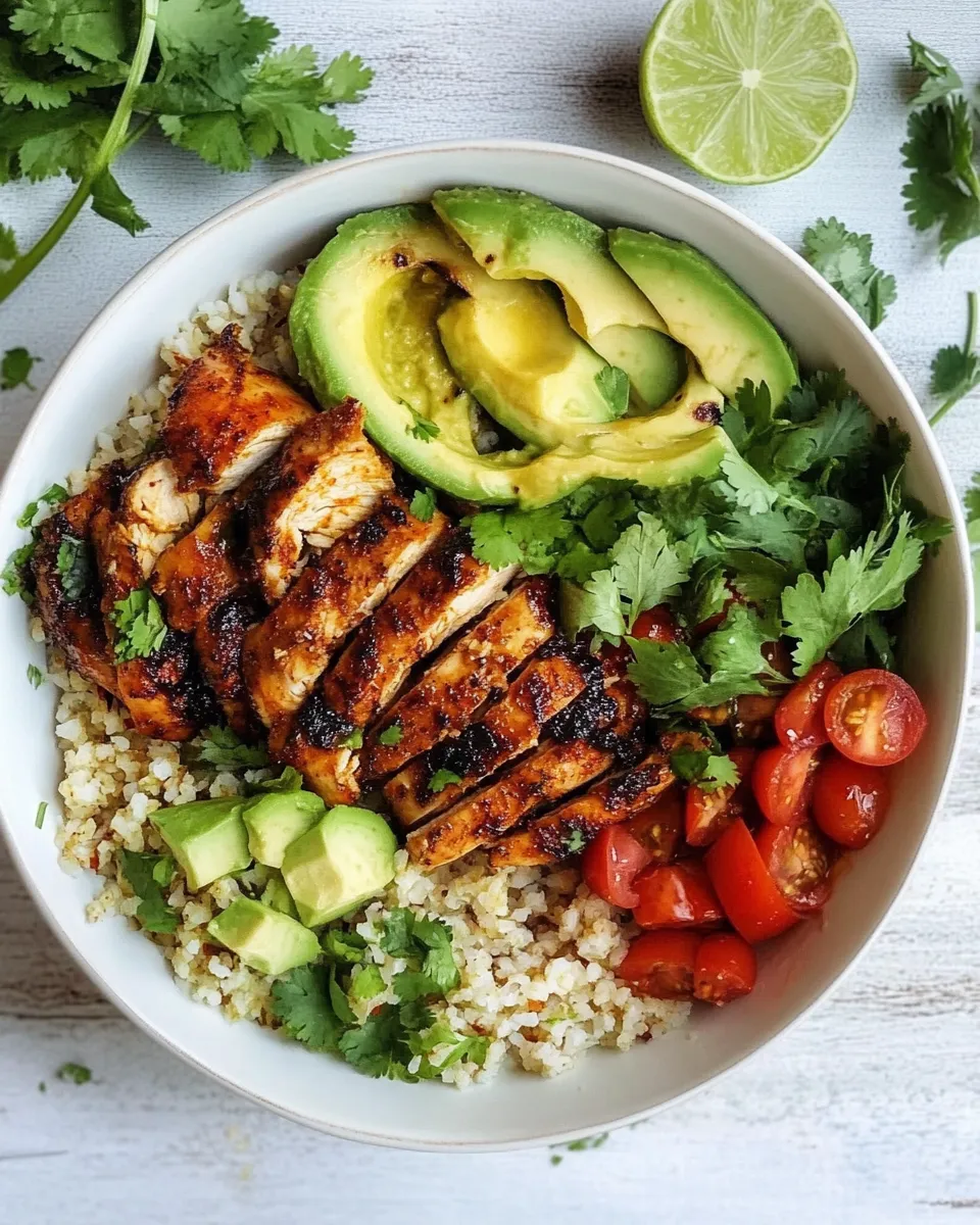 Delicious Honey Chipotle Chicken Bowls. plate image