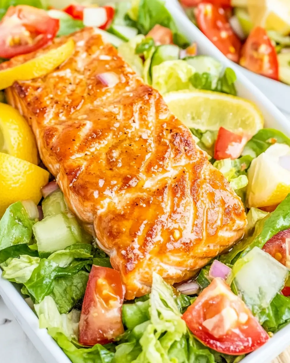 Homemade Honey Lemon-Glazed Salmon Salad photo