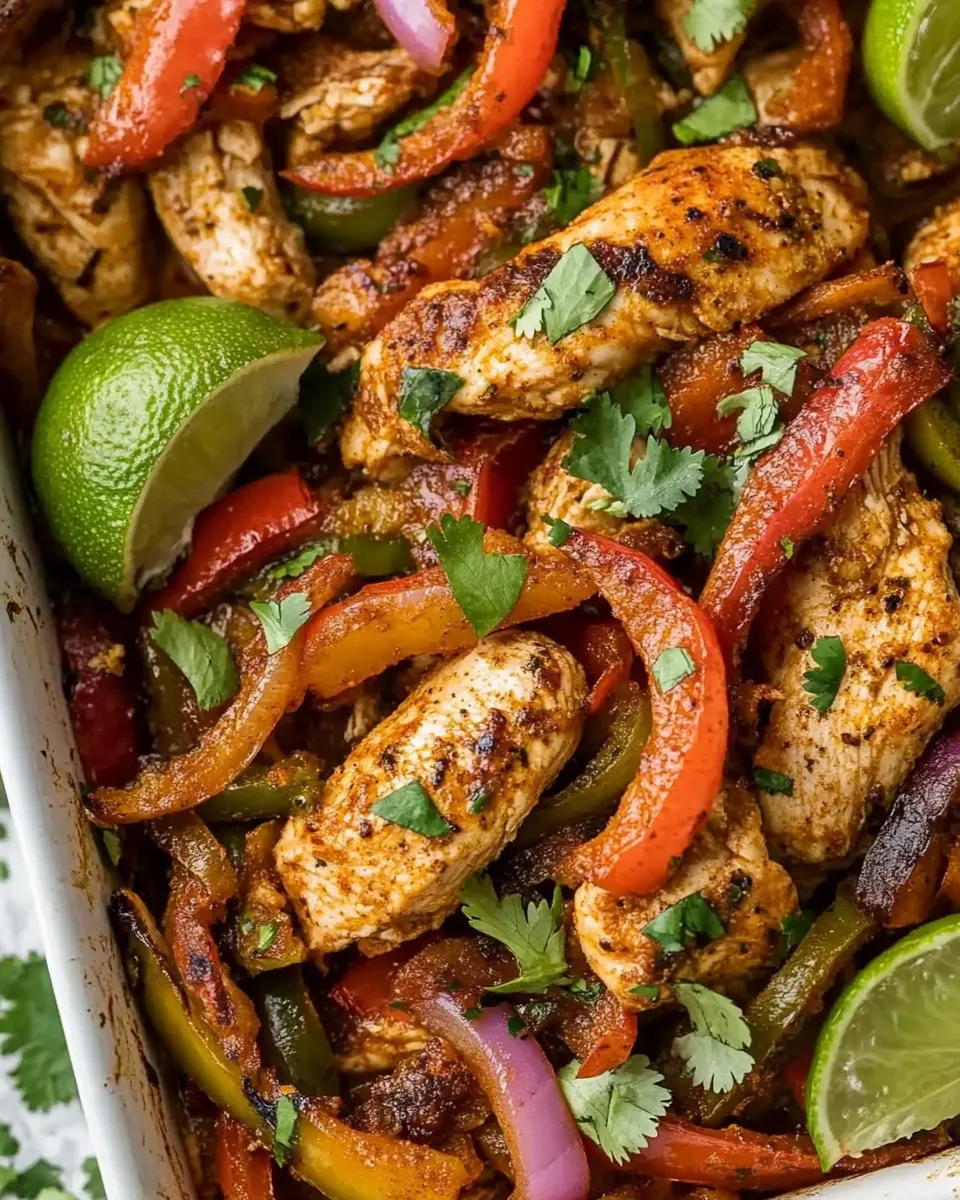 Delicious Honey Lime Baked Chicken Fajitas shot