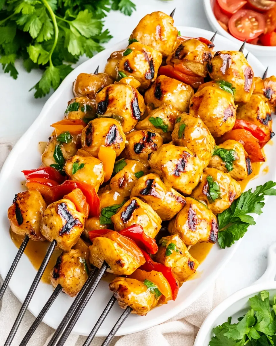 Delicious Honey Mustard Chicken Kabobs food shot