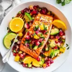 Delicious Honey Mustard Salmon with Citrus Salsa food shot