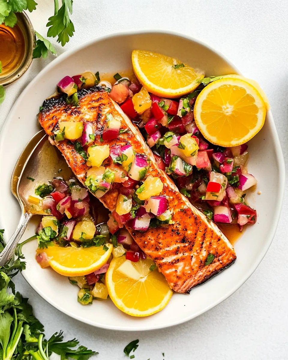 Easy Honey Mustard Salmon with Citrus Salsa recipe image